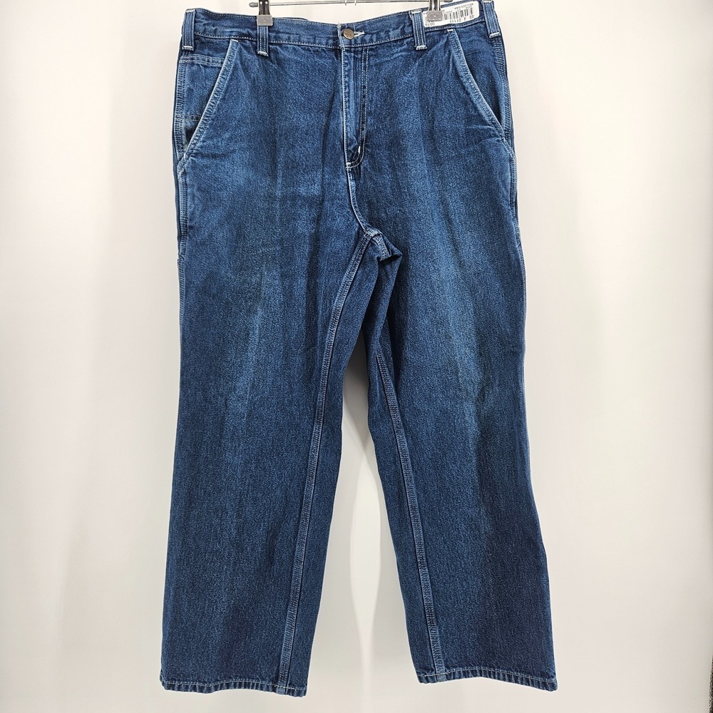 Carhartt Men's Dungaree Fit Denim Jeans 36x28 Blue 100% Cotton Work Pants